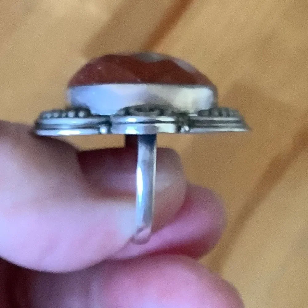 𝅺STERLING SILVER 925 SUN STONE WOMAN RING SIZE US 7.5​​